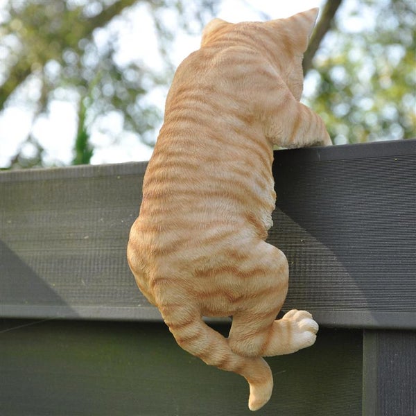 Gartenfigur Dekofigur Katze für Zaun und Trennwand