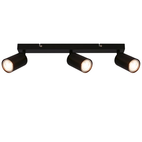 Deckenstrahler 3-flammig, schwarz, Metall, verstellbare Spots.