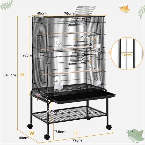 Vogelkäfig mit Ständer und Abmessungen