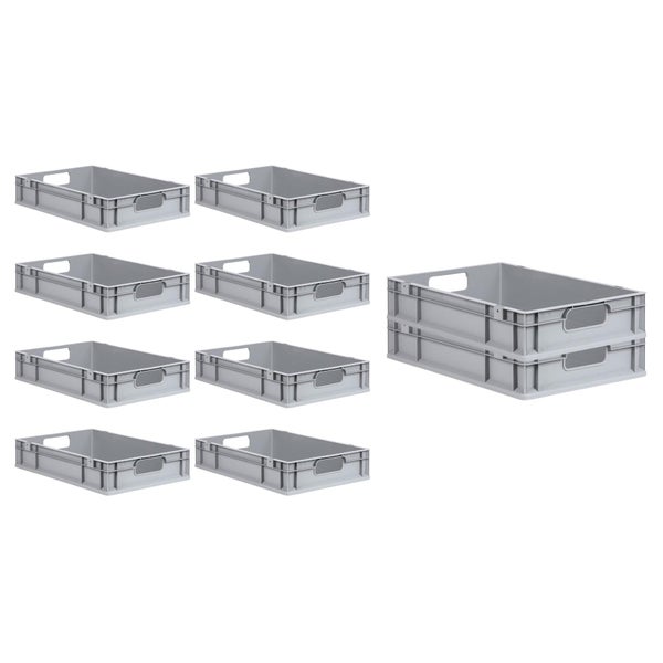 PROREGAL Spar Set 10x Eurobox Nextgen Economy Mit Auflagedeckel & 4x Schiebeschnappverschlüsse Gelb Griffe Offen HxBxT 12 x 40 x 60 cm 23 Liter