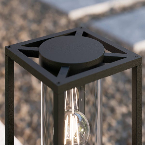 Lucande Außenleuchte Ferda (spritzwassergeschützt (Modern) in Schwarz aus Aluminium (1 flammig, E27) - Wegeleuchte Pollerleuchte Wegelampe Sockelleuchte