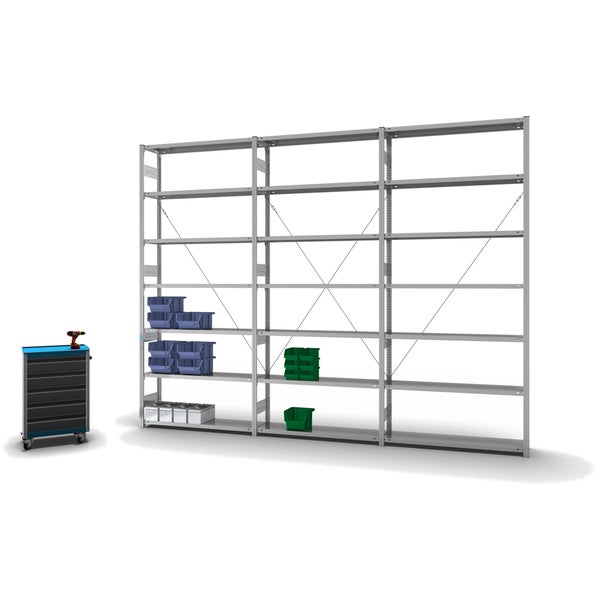 PROREGAL Fachbodenregal Stecksystem T-Profil Heavy-Duty Grundregal HxBxT 300 x 130 x 30 cm 7 Ebenen Fachlast 300 kg Einseitig Nutzbar Verzinkt