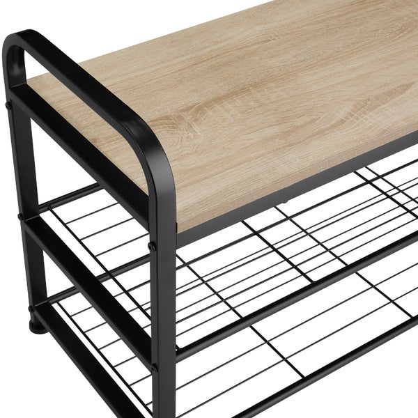 Schuhregal tectake Southampton 91 x 36 x 55 cm Industrial Style Industrial Holz hell, Eiche Sonoma