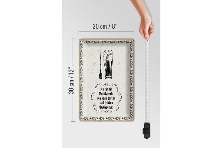 Blechschild Spruch Multitalent kann trinken darten 20x30cm