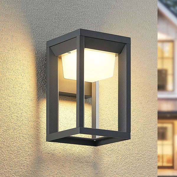 PRIOS LED Wandleuchte außen Gamion (spritzwassergeschützt (Modern) in Alu aus Aluminium (1 flammig, ) - Außenwandleuchten Wandlampe Led Außenlampe Outdoor für Außenwand/Hauswand