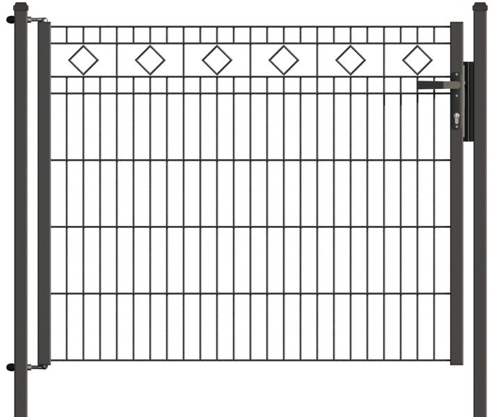 Gartentor aus Metall mit Rautenmuster