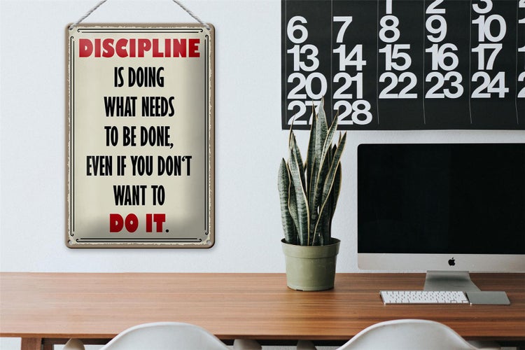 Blechschild Spruch 20x30cm Discipline is doing what needs