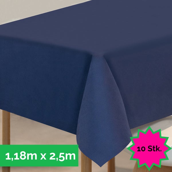 Sensalux Tischdecke, abwaschbar, Vorteilspack, 10 Stück, 1,18m x 2,5m, Dunkelblau