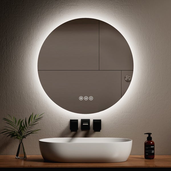 EMKE Badspiegel mit Beleuchtung Antibeschlag  3 Lichtfarben Dimmbar,60 cm