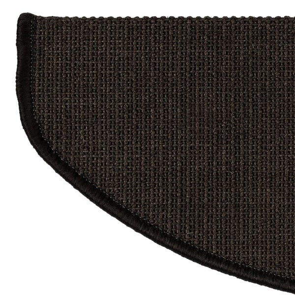 FLOORDIREKT Stufenmatte aus Sisal - Pure Nature - Umkettelt & Selbstklebend - Schwarz - 23,5 x 65 cm - Halbrund