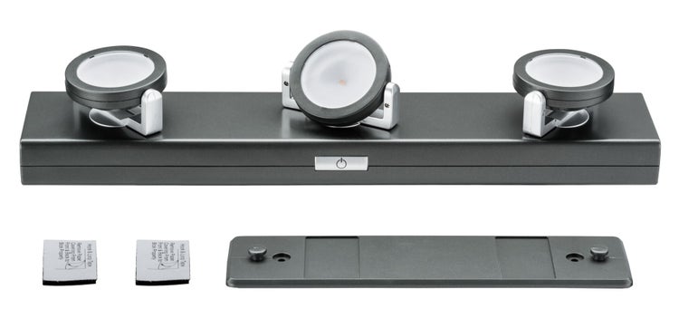 LED Unterschrankleuchte Batterie Rotate inkl. Schalter 310x60mm 3x18lm 3000K dimmbar Anthrazit, Chrom matt