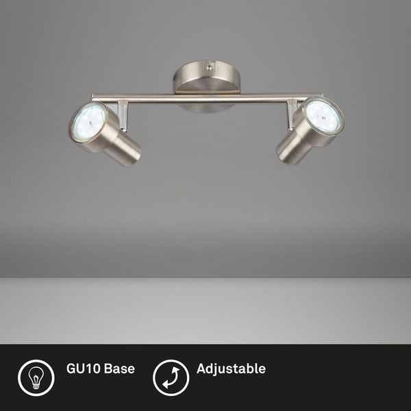 LED Deckenleuchte Spotleuchte 2xGU10 schwenkbar 3000K 12W Matt-Nickel Briloner