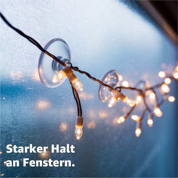 Lichterkette mit Saugnapfbefestigung am Fenster