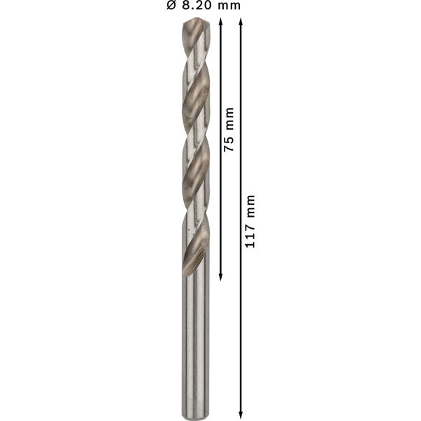 Bosch PRO Metal HSS-G Spiralbohrer 8,2 x 75 x 117 mm - 2608585509