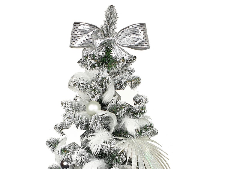 Geschmückter künstlicher Weihnachtsbaum POLARWEISS 60 cm mit LED-BELEUCHTUNG IM TOPF