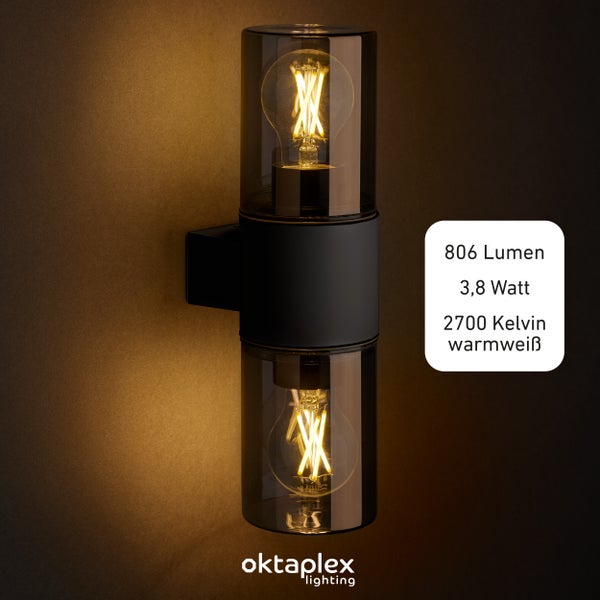 Puno Dos Aluminium Außenlampe E27 2700K warmweiß 806lm IP44 Wandleuchte anthrazit Wandlampe für Balkon Terrasse Flur Hauswand zur Außenbeleuchtung