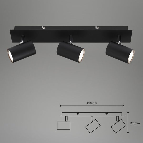 Deckenspot Schwenkbar Deckenlampe 3xGU10 max. 40W Schwarz Briloner