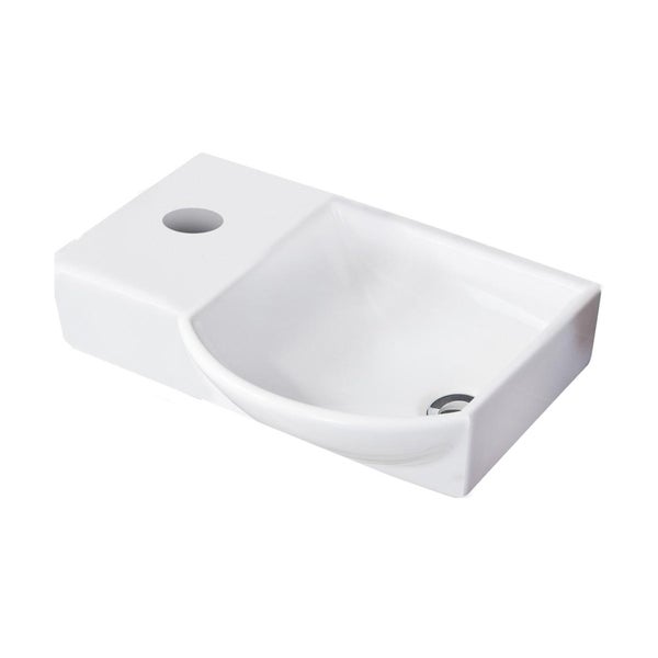 Fackelmann SCENO Gäste-WC Set 2 Teile – Waschtischunterschrank in Weiß mit Waschbecken aus Keramik – SBC Waschbeckenunterschrank schmal – Türanschlag rechts – Hahnloch links – 45 cm breit