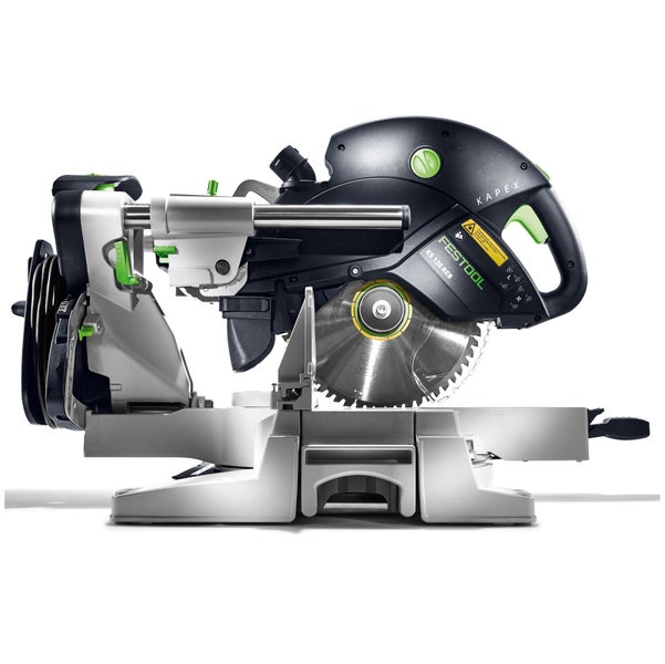 Festool Kapex KS 120 REB Paneelsäge mit Zugsägefunktion und Kreissägeblatt.
