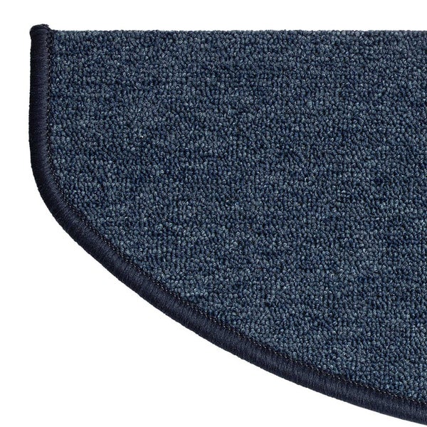 FLOORDIREKT Stufenmatte London -mit Umkettelung - Dunkelblau - Halbrund - 23,5 x 65 cm