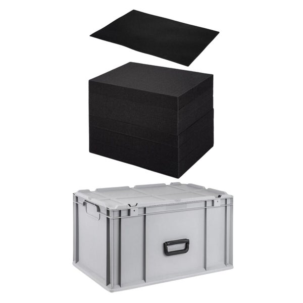 PROREGAL Eurobox NextGen Portable mit Rasterschaumstoff und Schaumstoffeinlage HxBxT 335 x 40 x 60 cm 65 Liter Eurobehälter Transportbox