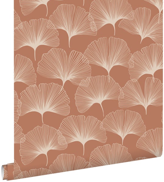 ESTAhome Tapete Ginkgoblätter Terrakotta - 53 cm x 10.05 m - 139371