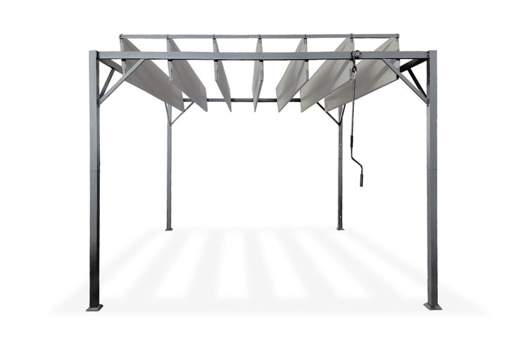 Pergola Lamellendach BAHIA 291 x 291 x 220 cm Beige, inkl. Lamellendach zum Öffnen, Freistehend