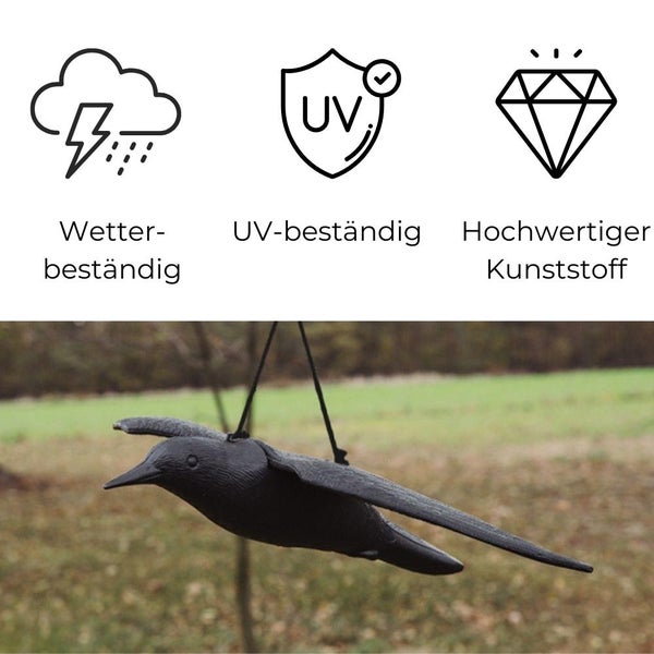 Taubenabwehr Vogelabwehr Krähe Raben fliegend Attrappe Taubenschreck Vogelschreck Vogelabwehr Vogelscheuche Tauben vertreiben