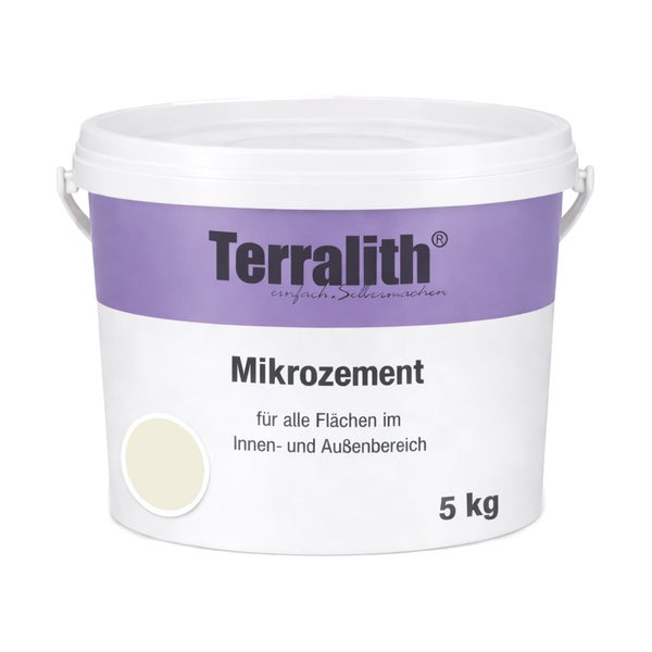 Terralith Mikrozement 5 Kilogramm Eimer für Innen- und Außenbereiche.