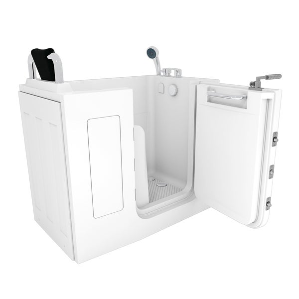 Begehbare Badewanne mit Sitz und offener Tür