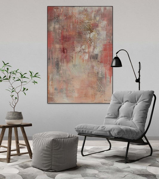 Handgemaltes Gemälde Acrylfarbe 80x120cm Rot