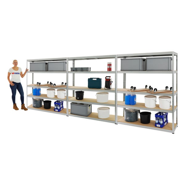 PROREGAL Mega Deal 3x Schwerlastregal Giant Elephant HxBxT 180 x 150 x 45 cm Fachlast 200 kg Verzinkt