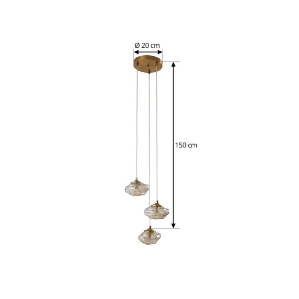 Lindby Pendelleuchte Piatra (Modern) in Creme aus Glas (3 flammig, G9) - Hängelampe Esstischlampe Hängeleuchte Wohnzimmerleuchte