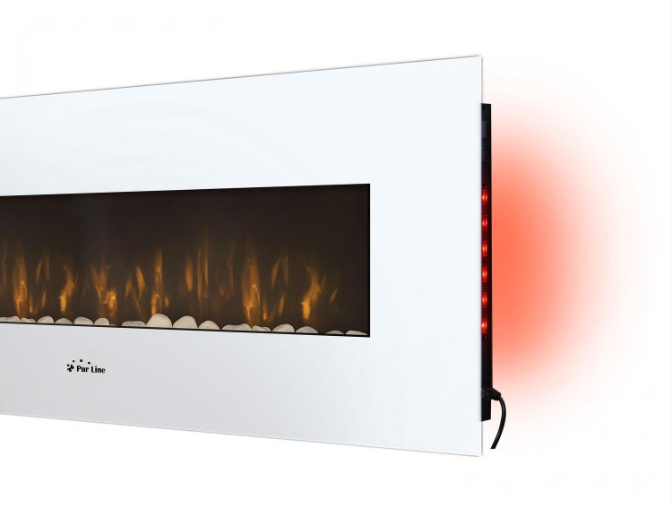 Elektrischer Wandkamin mit Flammeneffekt und Ziersteinen