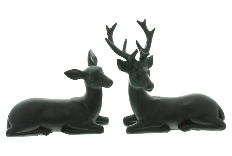 FRANK FLECHTWAREN | Hirschpaar Black, POLYRESIN, 13,5 x 5,5 x 10 cm, 14 x 5,5 x 14 cm