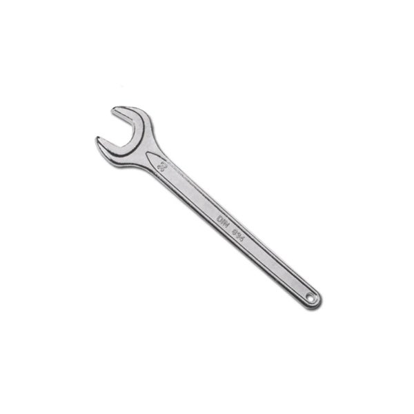 Silberfarbener Einmaulschlüssel aus Metall, Größe 30 Millimeter, DIN 894.