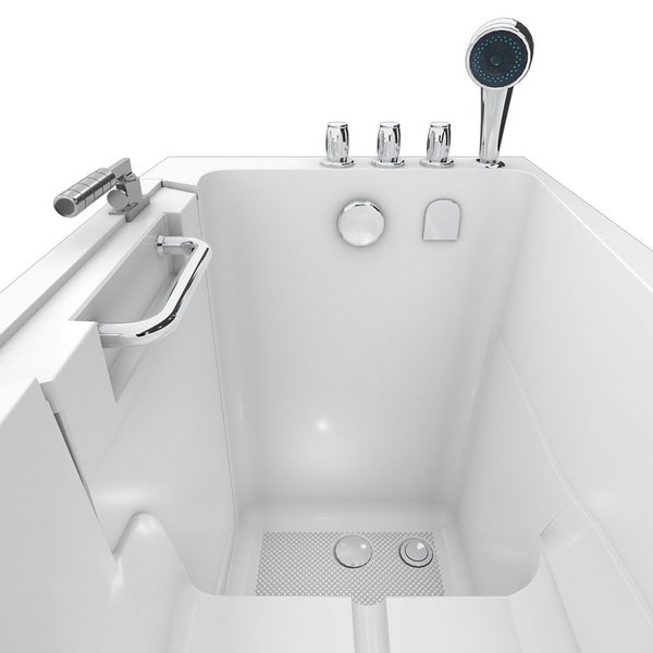 Begehbare Badewanne mit Haltegriff und Brausegarnitur