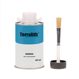 Terralith Glätthilfe, 500 Milliliter Dose mit integriertem Pinsel im Deckel.