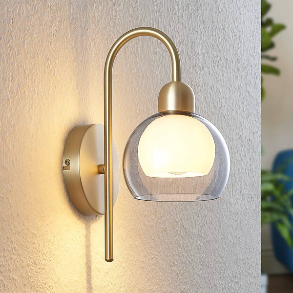 Lucande Wandleuchte, Wandlampe Innen Mylah (Retro Vintage Antik) in Gold / Messing aus Metall (1 flammig E14) - Wandstrahler Wandbeleuchtung Schlafzimmer Wohnzimmer Wohnzimmerleuchte