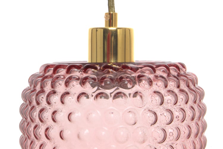 Retro Hängelampe aus Glas, Vintage Pendelleuchte Rosa 27 cm | Wohnzimmer Esszimmer Leuchte
