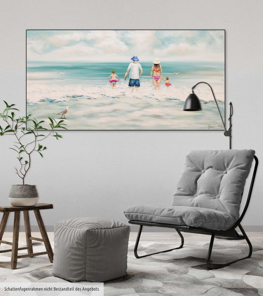 Handgemaltes Gemälde Acrylfarbe 120x60cm Blau