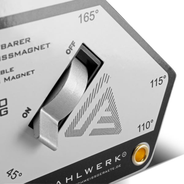 STAHLWERK Magnet-Schweißwinkel schaltbar 45° - 165° 30 kg / 66 lbs