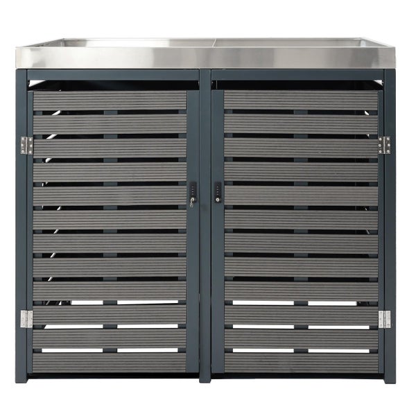 Mülltonnenbox mit zwei Türen und Metalloberseite