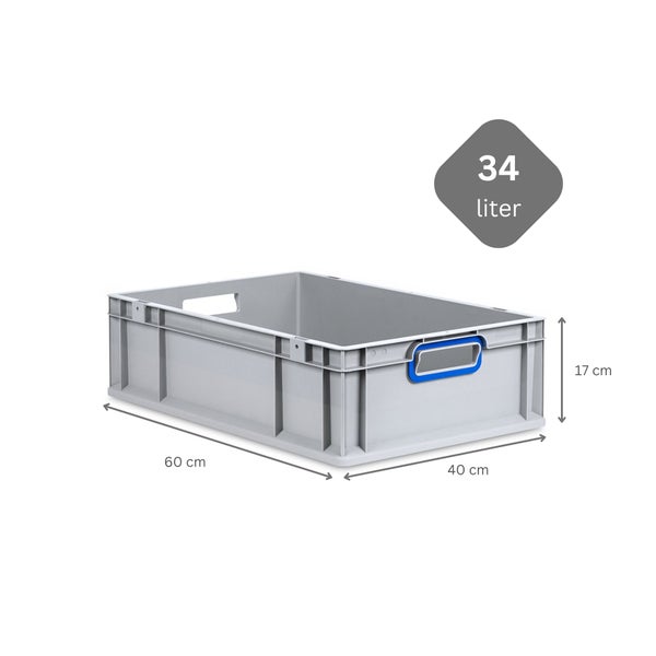 PROREGAL Spar Set 5x Eurobox Nextgen Color Mit Auflagedeckel & Schiebeschnappverschlüsse HxBxT 17 x 40 x 60 cm Griffe Blau Offen Glatter Boden