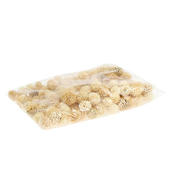 Transparenter Beutel mit natürlichen Deko-Holzblüten zum Basteln und Dekorieren.