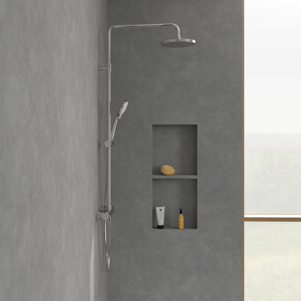 Villeroy & Boch Duscharmatur Universal Showers, Duschsystem mit Brausehalter, Handbrause, Thermostat und Regendusche, Chrom