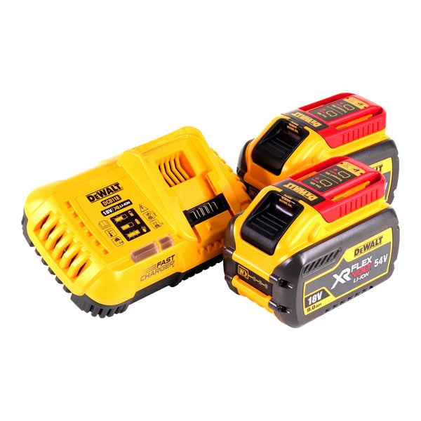 DeWalt Schnellladegerät DCB118 mit zwei FlexVolt 18 Volt oder 54 Volt Lithium-Ionen Akkus mit 9,0 Amperestunden.