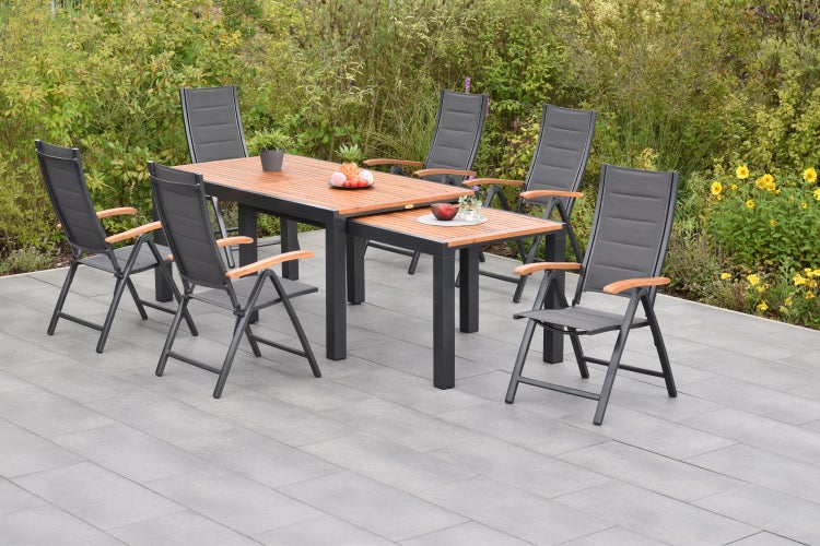 Paxos Set 7tlg., Klappsessel, Flexibler Ausziehtisch 180 / | HORNBACH