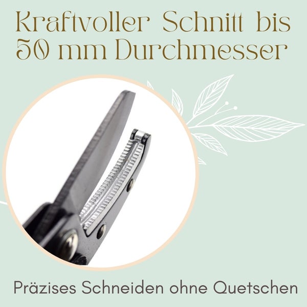 Gartenschere für einen kraftvollen Schnitt bis 50 Millimeter Durchmesser