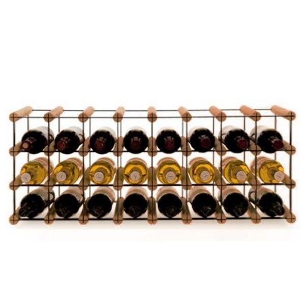 PROREGAL Modulares Weinregal Vinotega Mod Metal HxBxT 32,5 x 82,5 x 24,5 cm 8 x 3 Flaschen Massives Kiefernholz Braun Geölt